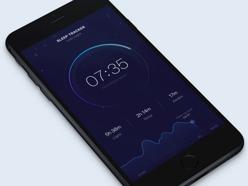 Sleep Tracker animation app blue dark ios motion sleep tracker ui ux