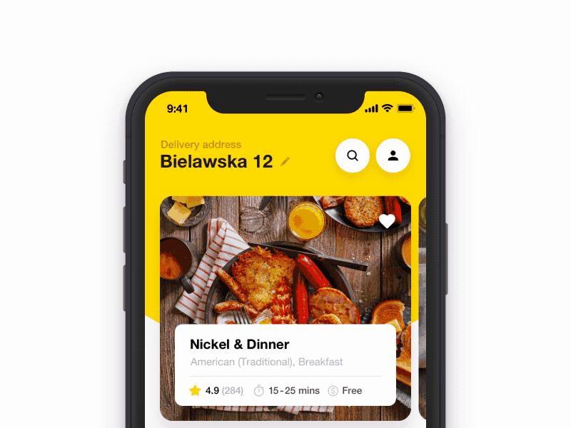 Food Delivery App animation app covid19 delivery e-commerce eugeneolefir food food app grocery ios motion nutrition olefir online grocery restaurant shop shopping store white yellow