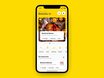 Adobe XD - Auto-Animate 🔥 adobe xd app auto animate cafe covid19 delivery eugeneolefir food food app grocery interaction ios madewithadobexd olefir order order food restaurant stayhome white yellow
