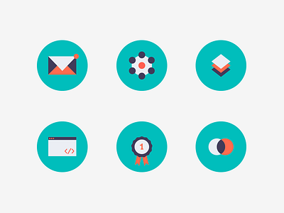 Icon set data design development email flat group icon illustration match network reward vector