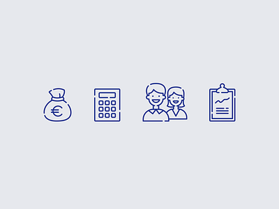 Icon set calculator client icon illustration money outline report vector