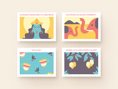 Stamp Collection #2 - Sri Lanka design elephant flat goddess illustration kali mango srilanka stamp tea travel vector