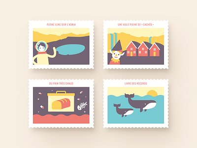 Stamp Collection #5 - Iceland astronaut bread design elf flat iceland illustration stamp travel vector volcano whale