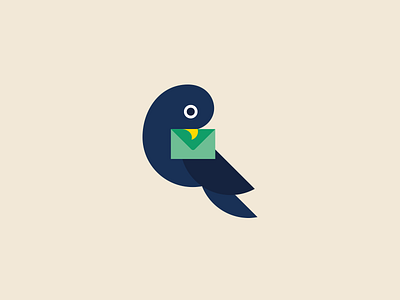Carrier pigeon bird design flat icon illustration letter pigeon vector