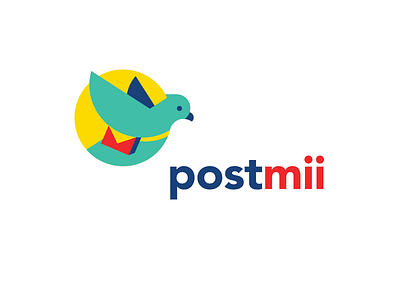 Postmii logo bird design flat icon illustration letter pigeon postmii vector