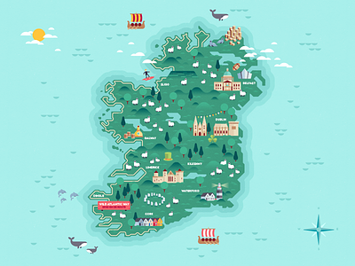 Map of Ireland #3 belfast connemara cork dingle dublin flat galway illustration ireland limerick map vector
