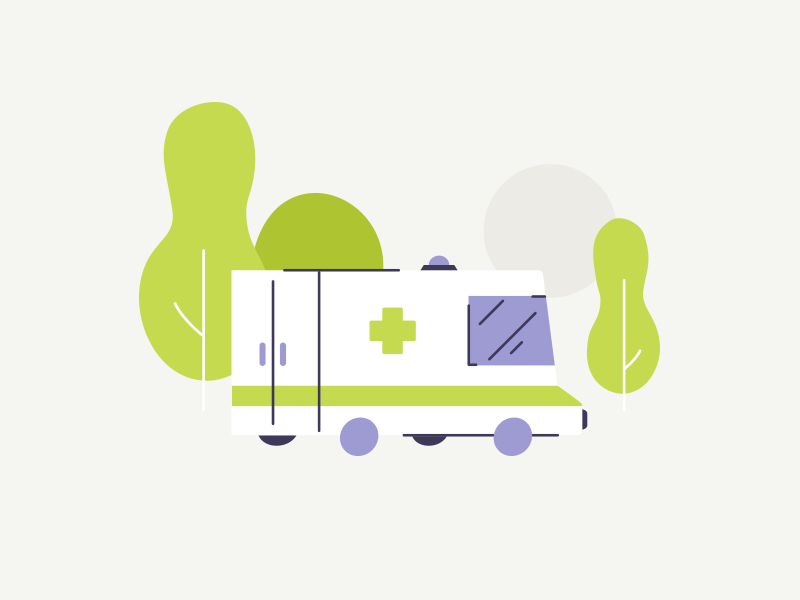 Ambulance car tree medical health car ambulance design illustration vector