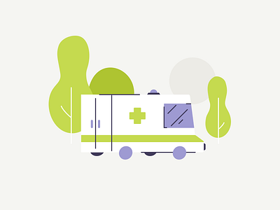 Ambulance car ambulance car design health illustration medical tree vector