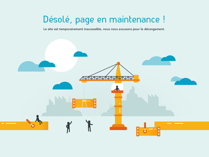Maintenance Page pipe page orange illustration design construction crane