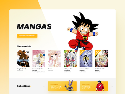 Book Publisher - Manga design manga mangas publisher shadow ui ux website yellow