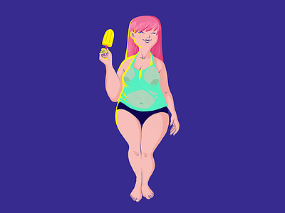 Fanzine - #1 - Wet T-Shirt curvy girl green icecream light panties pink purple summer tshirt wet yellow