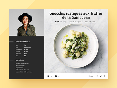 UI for a recipe page cheese cook design flat food recipe ui