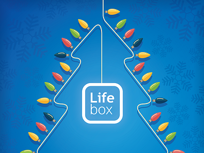 Lifebox Christmas Greeting Card art christmas greeting card happy holidays holiday illustration lights ornaments print snowflake tree xmas