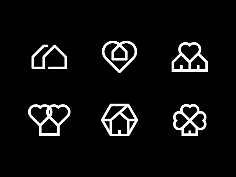 Home Logo Exploration icon logo illustration identity design branding clover heart home