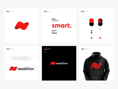 Needsflow Branding black branding flow fluid icon illustration logo logotype monogram n red symbol