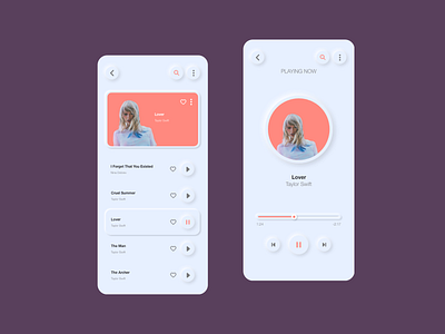 Music App Neumorphism UI app design iphone minimal ui ui ux واجهة