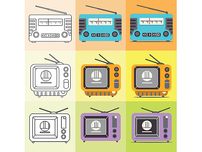 radio and tvs icons flat icon radio tv vector