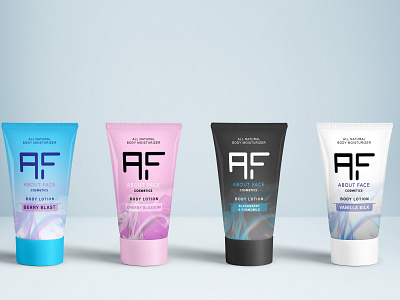 "About Face Cosmetics" Body Lotions branding cosmetics design logo packaging photoshop vector