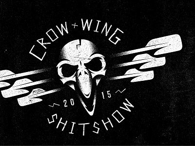 The Crow Wing Shit-Show bird black canoe grunge identity logo oar paddle skull t shirt