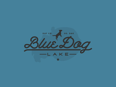 Blue Dog Lake badges classic fishing lakes sd simple south dakota vintage