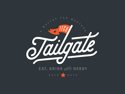 Tech Tailgate badge brand fargo flag identity lockup logo monoweight north dakota pennant tailgate typography