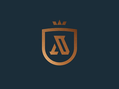 Aspire a brand bronze crown icon identity logo mark shield