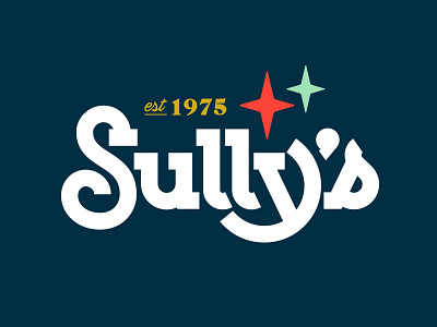 Sully's brand classic green identity logo mark monoweight old school retro serif stars