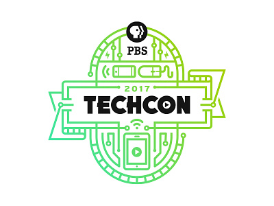 PBS TechCon badge banner brand circuits conference monoline pbs tech technology