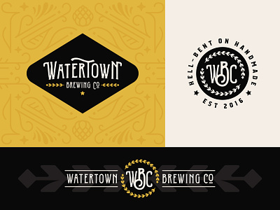 Watertown Brewing Co. badge beer branding brewing hops lockup logo pattern south dakota wheat