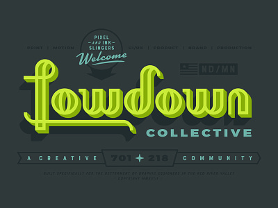 Lowdown Collective collective design fargo lockup meetup minnesota north dakota retro typography