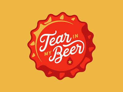 Tear in my Beer badge badge logo beer bottle cap craft brewery droplet script star type art