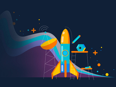 Convertif / E-commerce illustration / Rocket at launch 🚀 adobe illustrator illustration limited color palette trends 2020 vector illustration