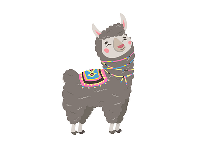 Alpaka / Lama / Different color palette character 🦙💘 adobe illustration alpaka blue character grey little llama llama pink smile vector vector illustration yellow