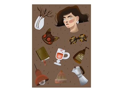 An autumn mood_3 🍂 autumn book character creepy face fall girl procreate procreate app raster raster illustration spooky