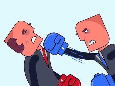 End of office battle battle blackeye box boxer boxing knockout ko punch uppercut design illustration