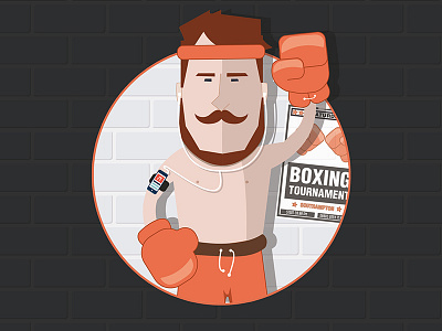 Box clever article boxing character cover design fighter fighting gloves illustration spotlight training