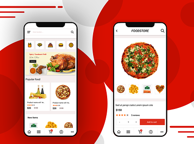 Food Store app design for home page and product page app design figma graphic photoshop ux web