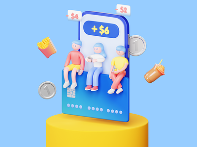 Transfer money - 3d app illustration 3d 3d art 3d character 3d illustrator app card coin icon illustration mobile money phone uiux