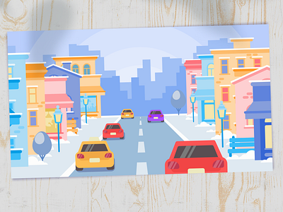 Winter Town 2d art concept art design flat flat design flat illustration illustration vector