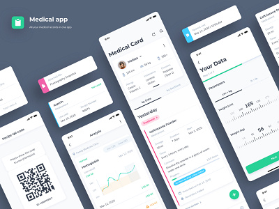 Medical Records App app clean doctor flat health healthcare interface ios medical medical app medical design medicinal medicine medicine app minimal mobile physical ui uiux ux
