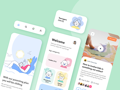 UI/UX for Parenting App app application branding children design features interface kids parentingapp ui uiux ux