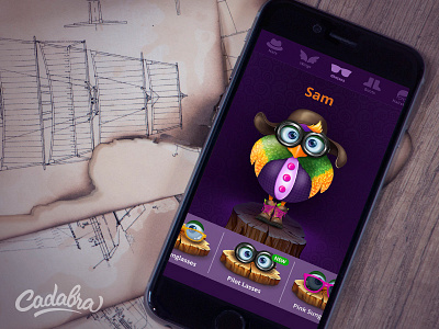 Birdyland app bird birdy character design graphic illustration ios iphone purple ui vector