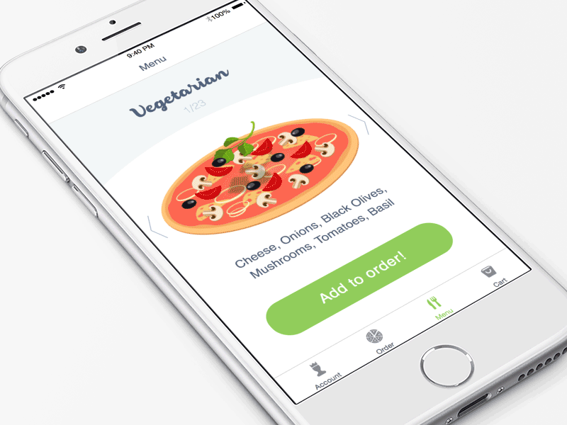 Soul Pizza animation app design flat food green interface ios iphone pizza ui ux