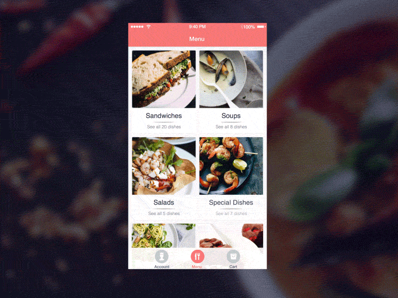 Yummy market animation application clean flat food ios minimal shop ui ukraine ux green