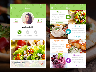 EatMe app cooking design eat flat food green interface ios recipe ui ux