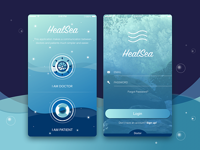 HealSea blue cadabra clear flat health interface ios login material ui ukraine web