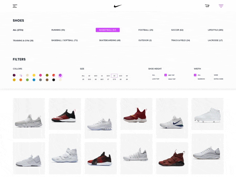 Nike Shop ae animation e commerce flat futuristic glitch interaction interface nike store web white