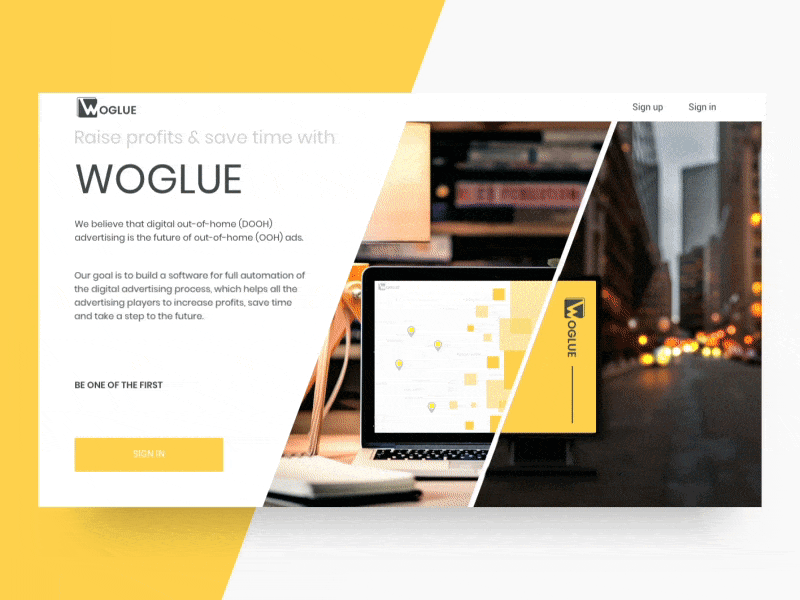 Woglue landing page ads advertising ae after effects clean commerce digital marketing ecommerce landing page presentation web white