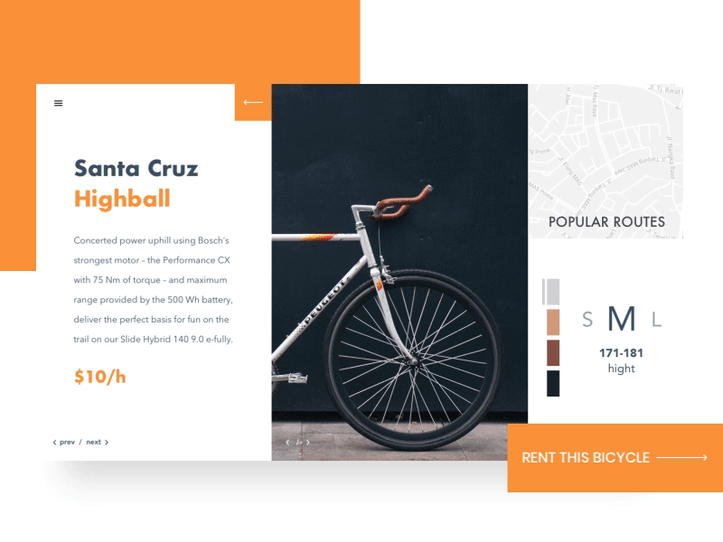 Pick your wheels animation bike bold card ecommerce landing page minimal page transition ui ux web design white