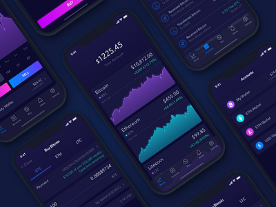 Tokenmaster app crypto cryptocurrency dashboard design exchange ico mobile payment token ui wallet